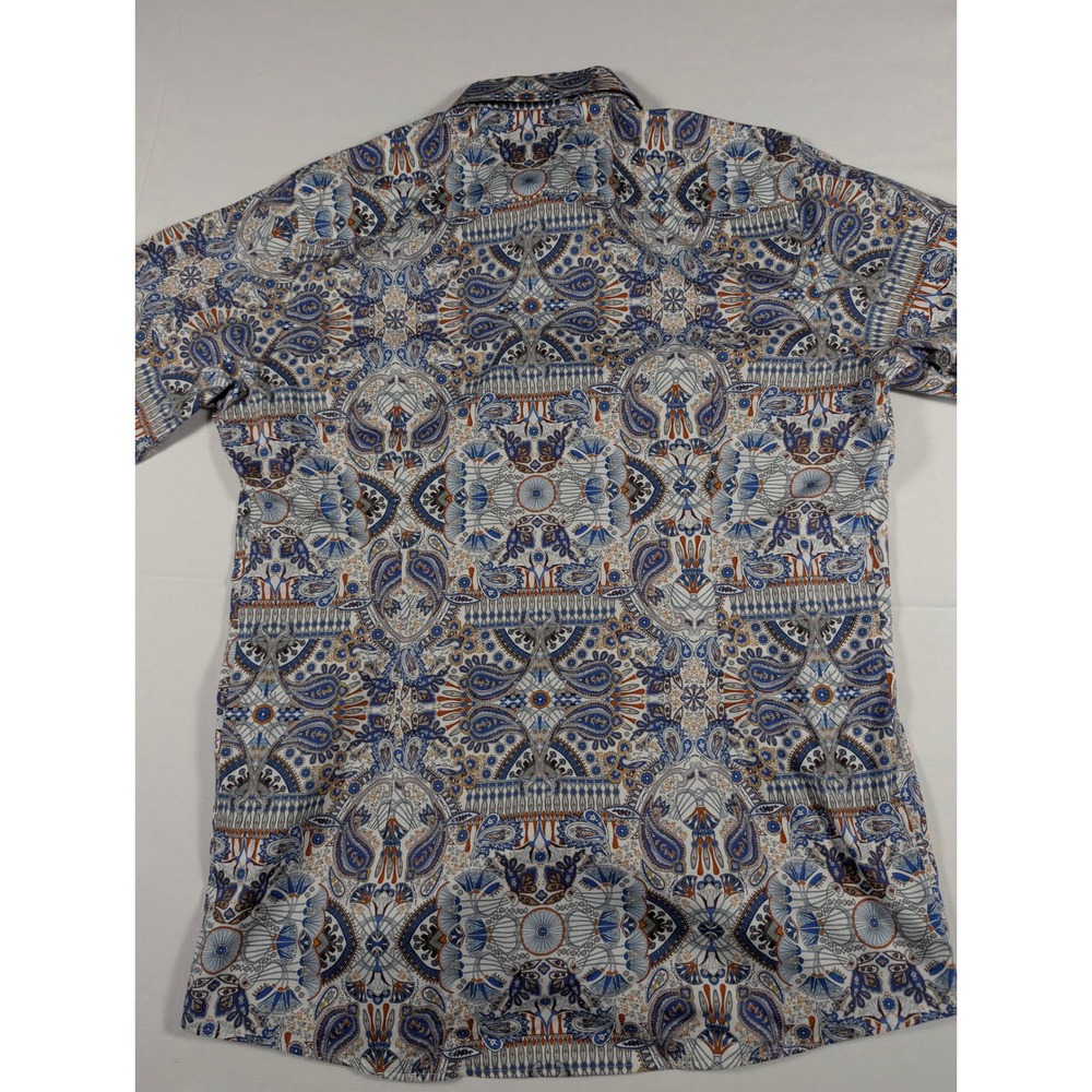 Eton Contemporary Fit Paisley Mosaic Dress Shirt Blue Orange 16.5 42 862414FO - Picture 3 of 9